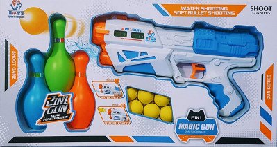Pistola 2 en 1: agua y bolas suaves
