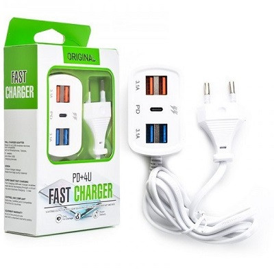 Cargador carga rápida 4 USB + 1 USB-C