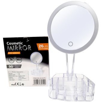 Espejo con luz y soporte para accesorios