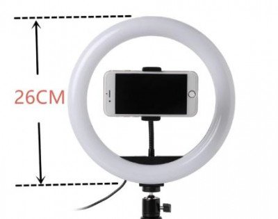 Aro de luz LED 26 cms. con soporte de móvil