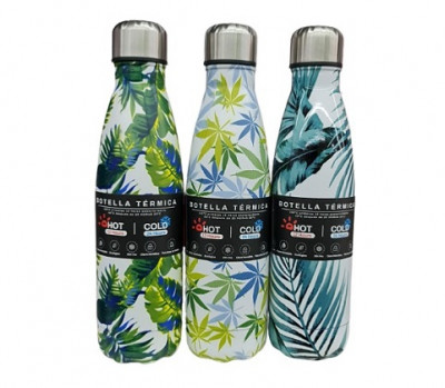 Botella térmica estampado hojas