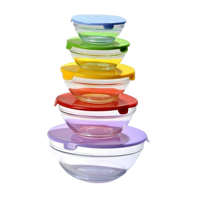 Pack 5 botes de cristal con tapas