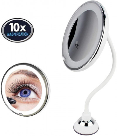 Espejo de aumento con pie flexible y ventosa de sujeción