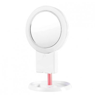 Espejo con luz y soporte de móvil