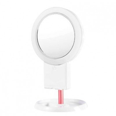 Espejo con luz y soporte de móvil