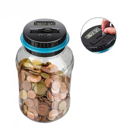 Hucha cuenta monedas con pantalla digital