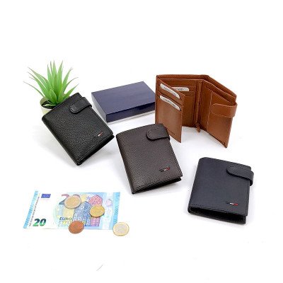 Cartera de piel vertical con botón KTIF-11