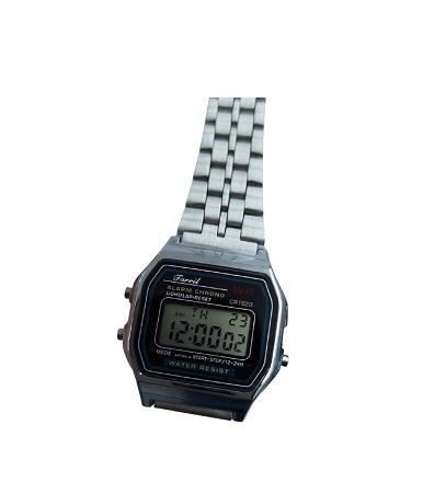 Reloj digital metálico de mano pequeño