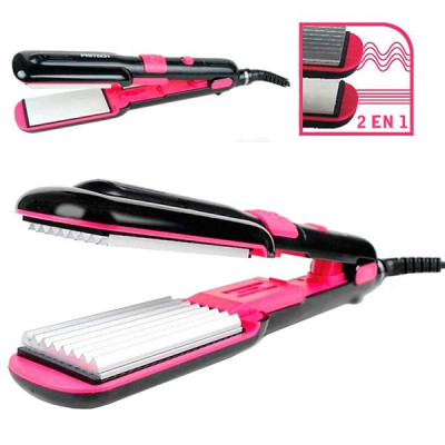 Plancha de pelo 2 en 1: zig zag y liso