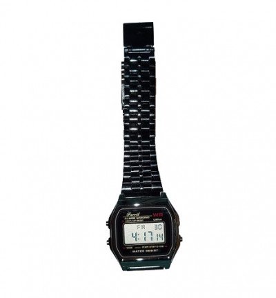 Reloj digital metálico negro grande