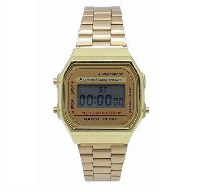 Reloj digital metálico de mano grande