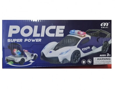 Coche policía con luces discoteca